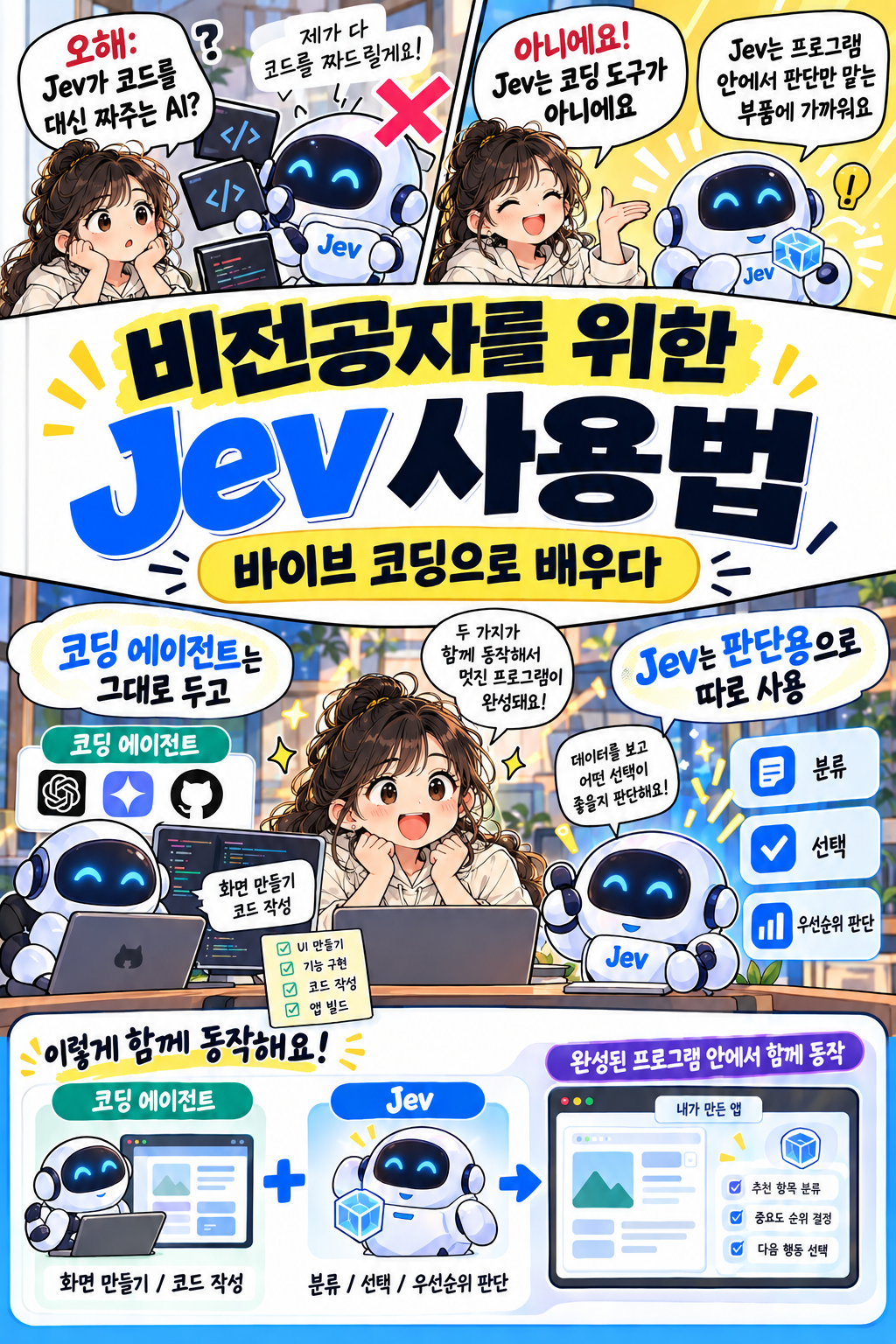 비전공자를 위한 Jev 사용법 — 바이브 코딩으로 배우다 표지